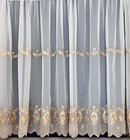 Eva Gold Embroidered Sheer Voile Net Curtains - Free Postage - Sold By Metre -:)