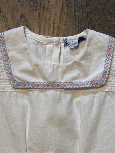 Vintage Ross Maid Embroidered Collar Smocked Garden Core Girls Blouse Size 5T - Picture 2 of 9