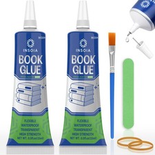 Book Glue, 15ML x 2 Book Adhesive, Clear Book Binding Adhesive, Flexible Paper G