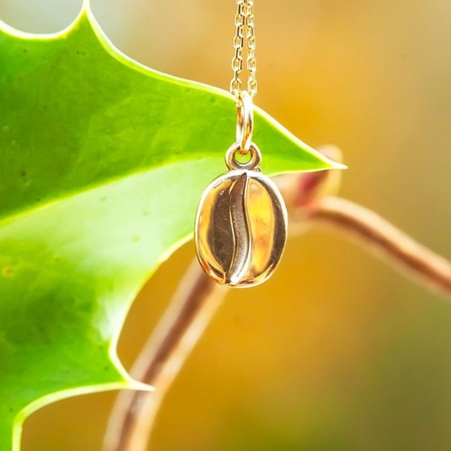 New 9ct Yellow Gold Coffee Bean Charm Necklace - Picture 3 of 7
