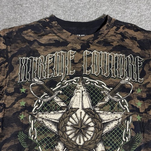 Vintage Y2K Shirt Men’s Medium Camo MMA Grunge Mall Goth Xtreme Couture Fighting - Picture 6 of 18