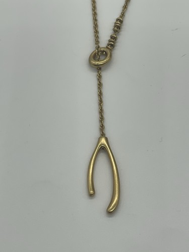 Madewell Gold Wishbone Charm Halskette Lariat Casual Boho Party Schmuck Geschenk - Bild 3 von 4