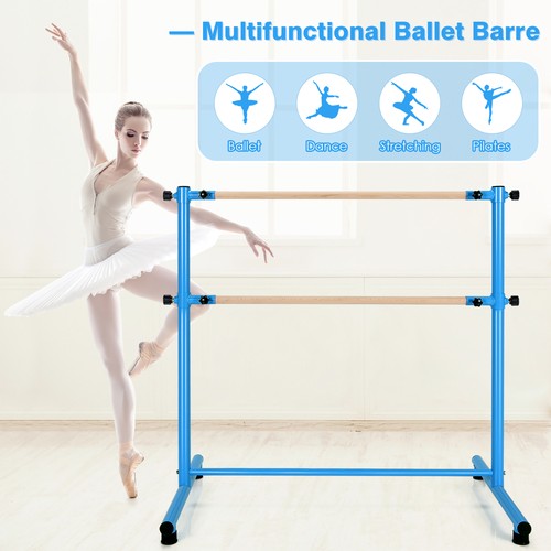 Portable 4FT Freestanding Double Dancing Ballet Barre Bar Adjustable Height Blue - Picture 7 of 10