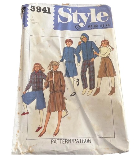 Style 3941 Hooded Sports Jacket Skirt Culottes Trousers Girls Sewing Pattern 10y - Picture 1 of 7