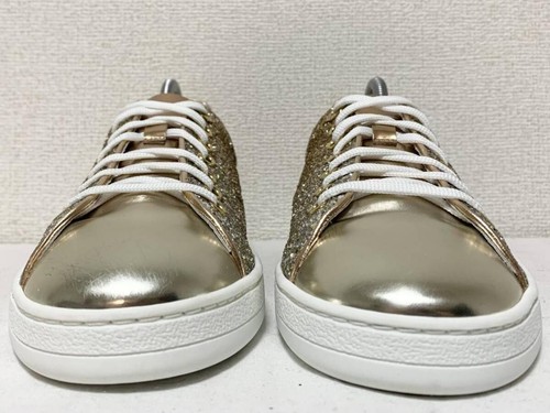Extremely Beautiful LOUIS VUITTON Front Row Glitter Leather Sneakers 39 #PCAXW4 - Picture 4 of 10