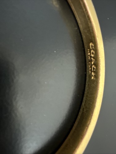 Coach Women's Kissing C Hinged Bangle Bracelet Jewelry - Gold with Rhinestone - Picture 5 of 13