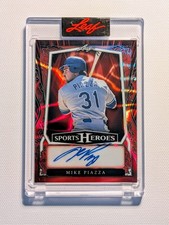 1/1 HOF Mike Piazza Auto 2025 Leaf Sports Hereos Red Wave #BA-MP1 LA Dodgers 