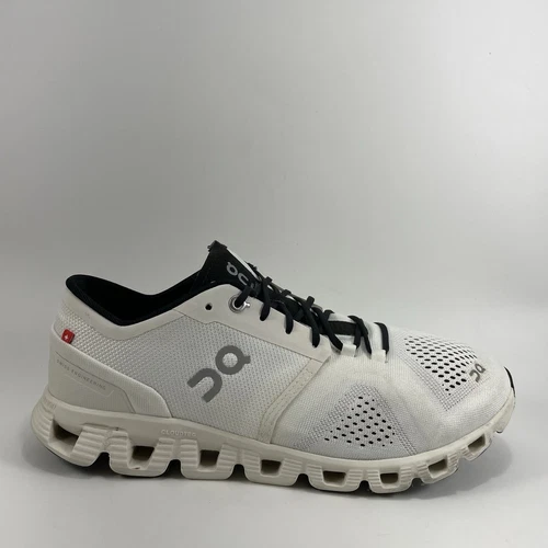 On Cloud X Running Shoes Mens Size 9 Triple White Athletic Sneakers Comfort