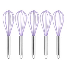 5Pcs Silicone Whisk 10" Kitchen Whisk Wire Whisks Beater Purple