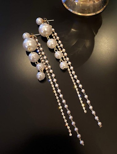 UK Women Ladies Fashion Jewelry Rhinestone Pearl Stud Dangle Drop Earrings Party - Picture 8 of 10