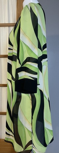 90s Dana Kay Dress Overlay Jacket 18W Open Front Sheer Green Formal Evening Wear - Picture 3 of 12