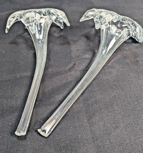 Clear Art Glass Lily Trumpet Flower Bud Vase Floral 9” x 4" Hand Crafted Decor - Picture 4 of 9