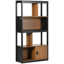 Bookcase Storage Shelves Cabinet Cupboard Modern Display Unit Walnut Brown Black