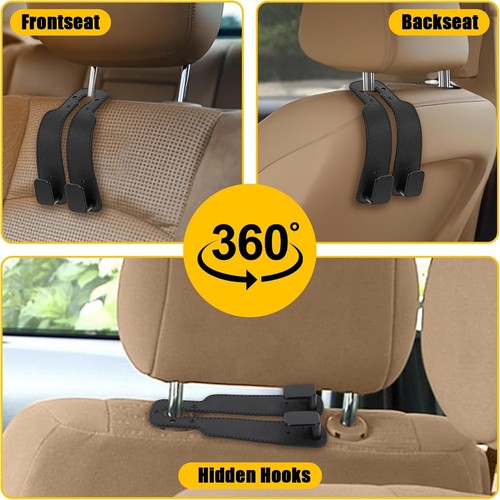 2 Pcs Car Headrest Hooks for Car Seat Headrest Car Hangers for Seat for Purses - Bild 3 von 8