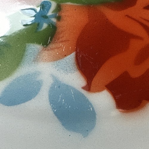 Vintage Butterfly Brand Floral Enamel Serving Bowl Dish 10.75” Cottage 1970’s. - Picture 8 of 19