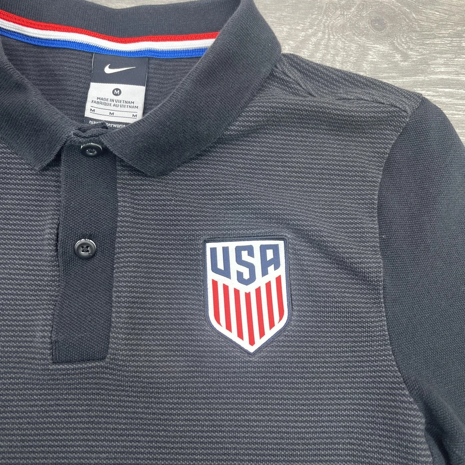 Camisa de fútbol de Estados Unidos para hombre mediana negra Nike Polo de Estados Unidos Equipo USMNT Algodón Foto 3 de 4