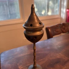 Vintage 8” Pierced Brass Censer/Incense Burner
