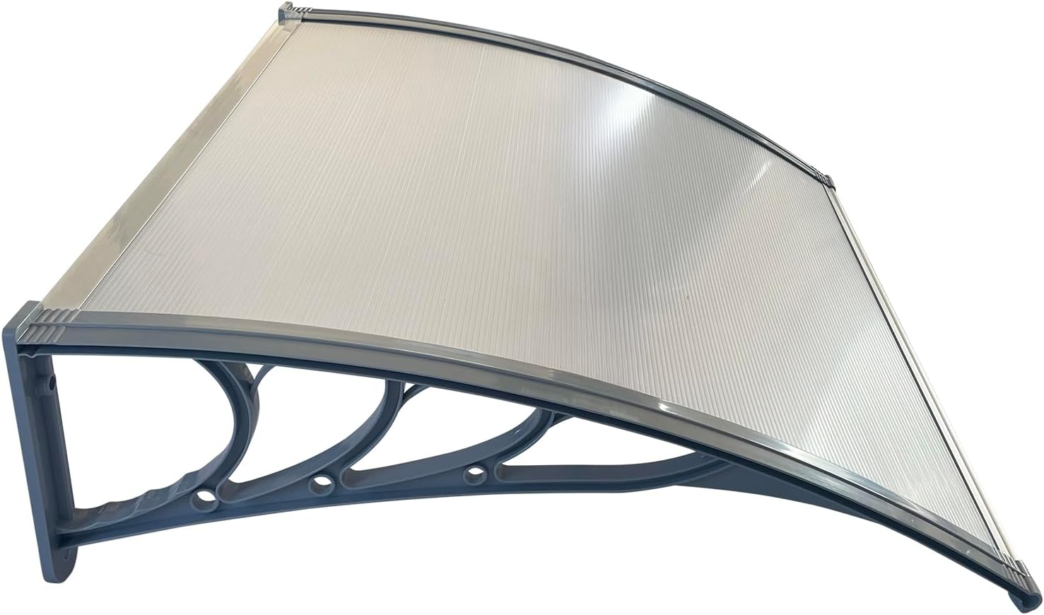 Door Canopy Awning Polycarbonate 100x80cm UV Rain Snow Porch Patio Grey Cover