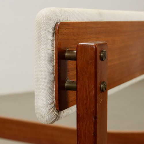 Vintage 1960s Single Bed Teak Cloth Padding Italy - Picture 5 of 7
