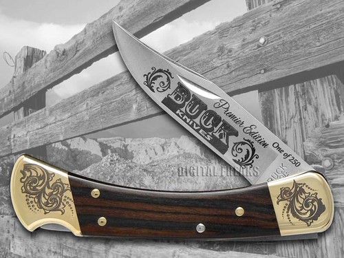 Buck 110 Premier Edition Ebony Wood Folding Hunter 1/250 Pocket Knife Stainless - Picture 2 of 4