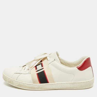 Baskets basses Gucci New Ace taille 43 tricolore logo bande élastique et cuir - Photo 1/4