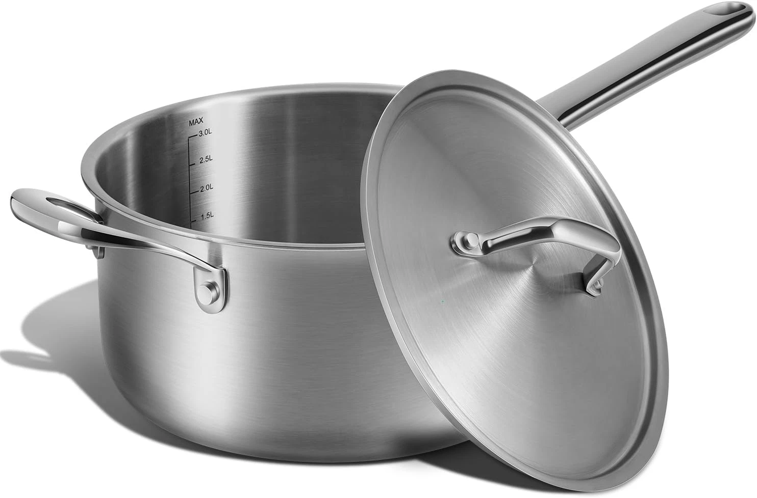 4 QT Professional Stainless Steel Saucepan with Lid, Induction Ready
