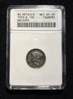 1919-D 10C Mercury Silver Dime ANACS EF40 Details Whizzed Item#409