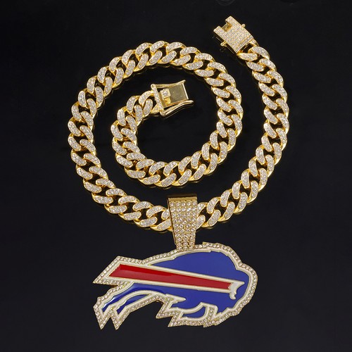 COLLAR GEMA HOUSTON TEXANS Plata/Dorado Bling Fútbol Colgante/Cadena Cubana 20" - Imagen 36 de 123