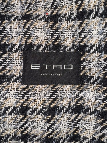 CHAQUETA ELÁSTICA ETRO BEIGE NEGRA GRIS A CUADROS RIBETE SIN FORRO TALLA M - Imagen 9 de 13