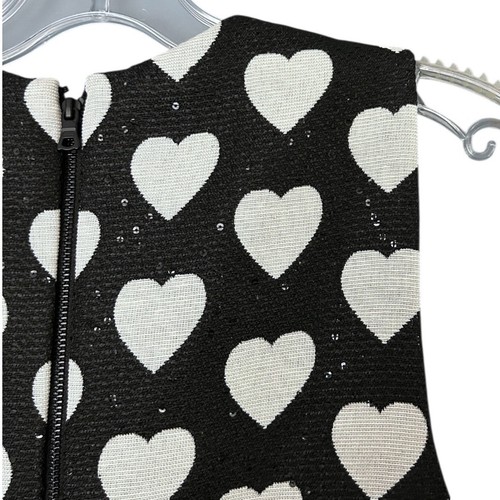 Alice + Olivia Black & White Heart Minikleid Damen 0 Pailletten Valentine NEU - Bild 6 von 9