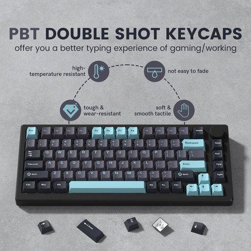 Juego Personalizado 138 Teclas PBT Gris Azul Oscuro Estilo Japonés Perfil ISA - Imagen 3 de 6
