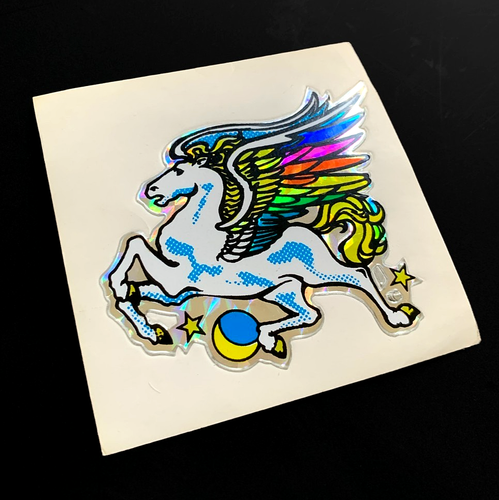 RARE UNICORN PEGASUS rainbow LRG mod VINTAGE sticker decal prism prismatic foil
