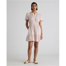 Quince Women's 100% Organic Cotton Poplin Tiered Mini Dress Terracotta Str Sz S