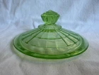 Uranium Glass 4-1/8" Dish LID Only Anchor Hocking Block Optic Depression Green