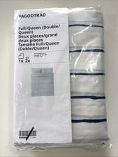 Ikea Pagodtrad Full/Queen Duvet cover and 2 pillowcases Stripes White Blue