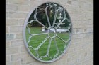 Large Round Garden Mirror, Metal Frame Petal Garden Wall Mirror Indoor Outdoor