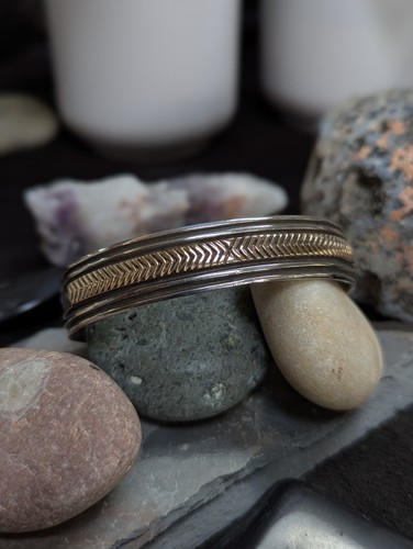 Mark Jimenez Apache Comanche 14k & sterling cuff heavy Bangle bracelet Rare! - Picture 1 of 9