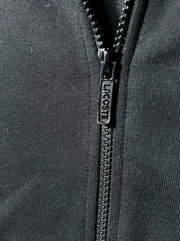 Sudadera negra con cremallera de lana de algodón para hombre Lacoste talla 3XLB Foto 4 de 4
