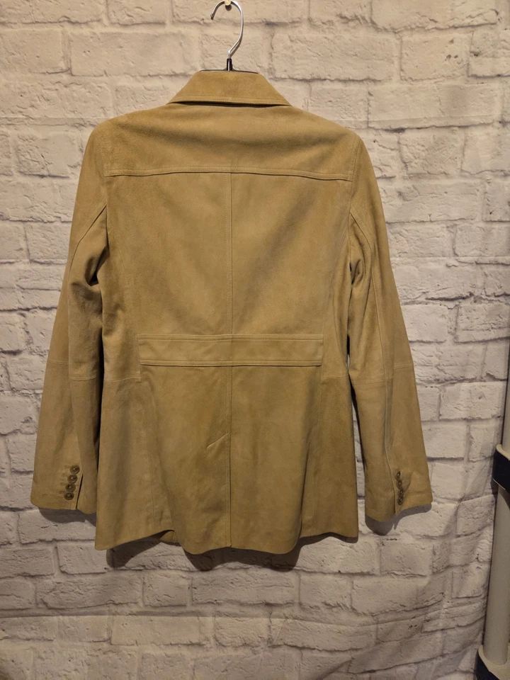 Jaqueta Blazer Feminina 4 Cáqui Banana Republic Heritage Briar Camurça Cabra Nova com etiquetas - Imagem 3 de 4