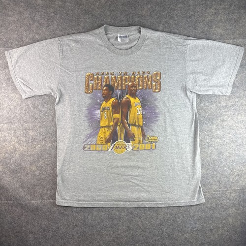 Vintage Kobe Shaq Los Angeles Lakers 2000-2001 Back To Back NBA Champions Shirt XL