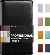 Sooez Leather Professional Business Card Book Holder Organizer, 240 Black 