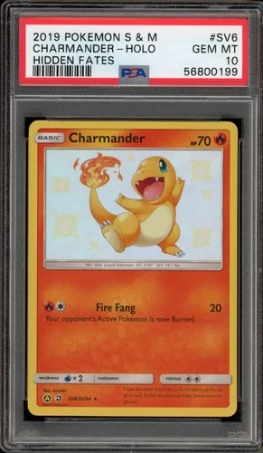 Pokemon Charmander Hidden Fates Holo Rare #SV6 PSA 10 Gem Mint