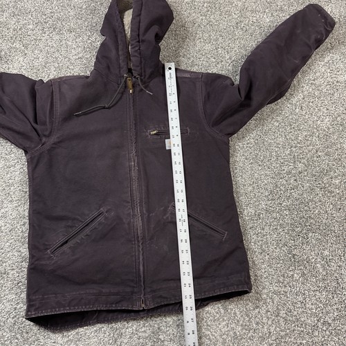Carhartt Sherpa Lined Canvas Hooded Jacket Purple WJ141 DWN Women’s Small - Picture 8 of 8