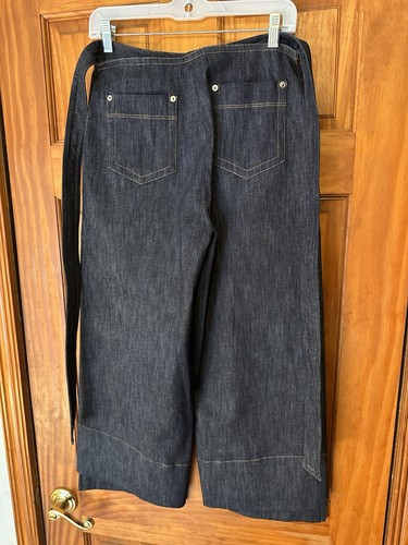 Yigal Azrouel Size 4 High Rise Wrap Tie Culottes Belt Wide Leg Denim Jeans Pants - Picture 6 of 17
