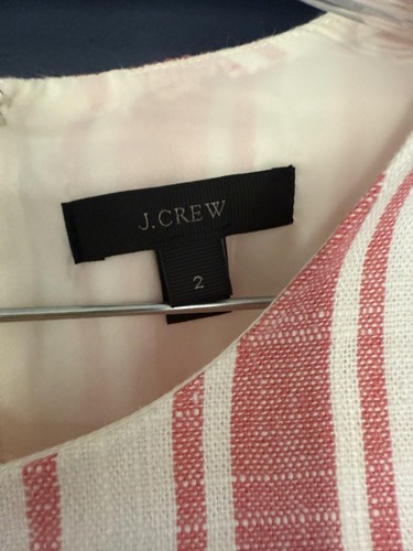 J Crew Dress Womens Size 2 Red White Stripe Linen Blend Fit Flare Belted J0497 - Picture 3 of 9
