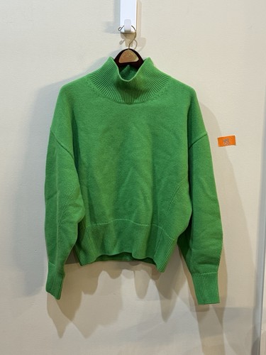 COS  Funnel-Neck Waisted Wool Sweater - Bright Green Size Large - Imagen 2 de 10