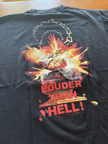 Vintage Manowar LOUDER THAN HELL Merch T-shirt Double Side XL 2000 Band Metal - Picture 19 of 22