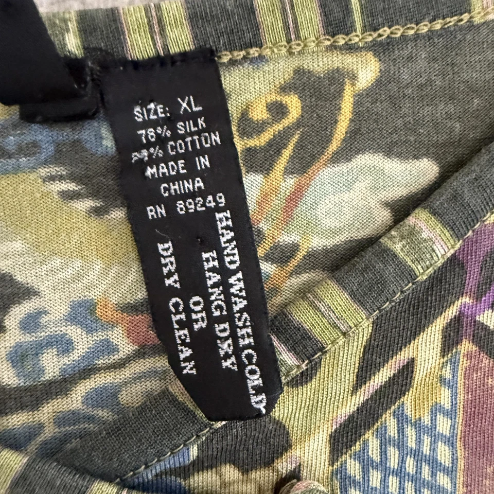 Camisa Lynn Ritchie XL multicolorida seda manga longa estampa asiática boho - Imagem 2 de 4