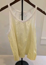 Halston Women's Yellow White Ombre Sleeveless Knit Tank Top Large