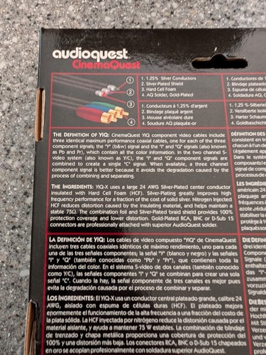 Audioquest Cinemaquest YIQ-X Component Video Cable 2M Silver Plated Conductors - Picture 4 of 4